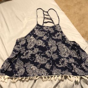 Printed blue tank top